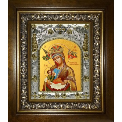 Икона освященная "Млекопитательница, икона Божией Матери", в киоте 20x24 см фото