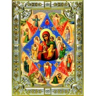 Икона освященная "Неопалимая Купина, икона Божией Матери", 18x24 см, со стразами фото