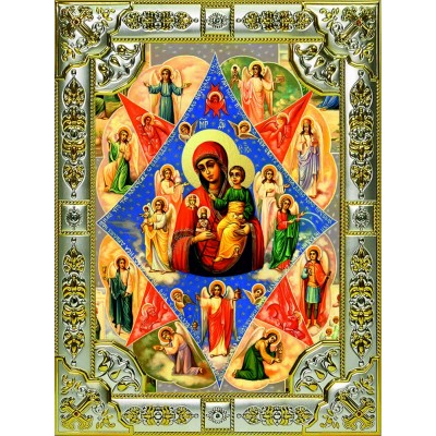Икона освященная "Неопалимая Купина, икона Божией Матери", 18x24 см, со стразами фото