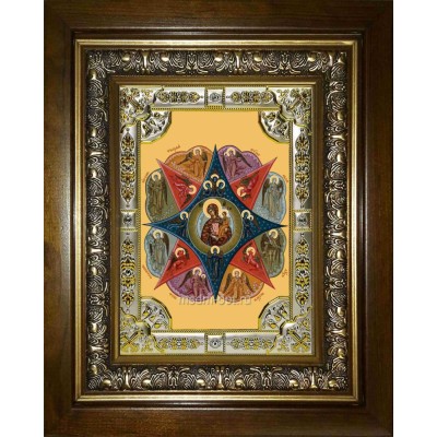 Икона освященная "Неопалимая Купина, икона Божией Матери", в киоте 24x30 см фото