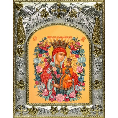 Икона освященная "Неувядаемый цвет, икона Божией Матери", 14x18 см фото