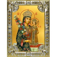 Икона освященная "Неувядаемый цвет, икона Божией Матери", 18x24 см, со стразами фото