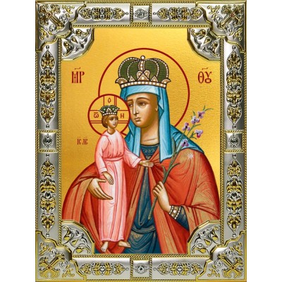 Икона освященная "Неувядаемый цвет, икона Божией Матери", 18x24 см, со стразами фото