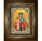 Икона освященная "Неувядаемый цвет, икона Божией Матери", в киоте 24x30 см