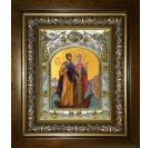 Икона освященная "Петр и Феврония святые благоверные князья", в киоте 20x24 см арт.245557