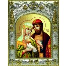 Икона освященная "Петр и Феврония святые благоверные князья", 14x18 см