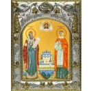 Икона освященная "Петр и Феврония святые благоверные князья", 14x18 см, купить арт.245609