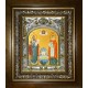 Икона освященная "Петр и Феврония святые благоверные князья", в киоте 20x24 см