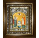 Икона освященная "Петр и Феврония святые благоверные князья", в киоте 20x24 см арт.245611
