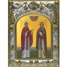 Икона освященная "Петр и Феврония святые благоверные князья", 14x18 см, купить арт.245612