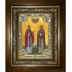 Икона освященная "Петр и Феврония святые благоверные князья", со стразами, в киоте 24x30 см