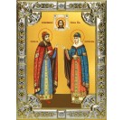 Икона освященная "Петр и Феврония святые благоверные князья", 18x24 см со стразами арт.245618