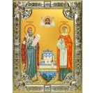 Икона освященная "Петр и Феврония святые благоверные князья", 18x24 см со стразами арт.245619