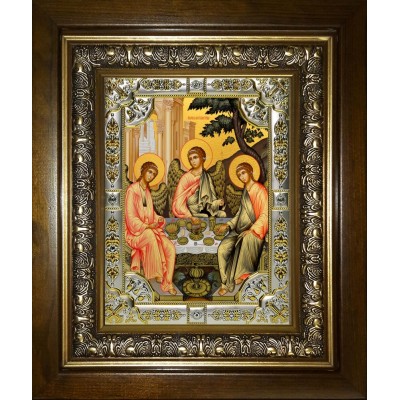 Икона освященная "Святая Троица", со стразами, в киоте 24x30 см фото