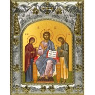 Икона освященная "Деисус, Спас на престоле", 14x18 см фото