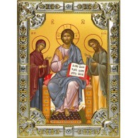 Икона освященная "Деисус, Спас на Престоле", 18x24 см, со стразами фото
