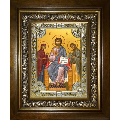 Икона освященная "Деисус, Спас на престоле", в киоте 24x30 см фото