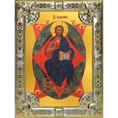 Икона освященная "Спас в Силах", 18x24 см, со стразами фото