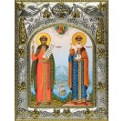 Икона освященная "Петр и Феврония святые благоверные князья", 14x18 см, купить арт.245790