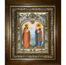 Икона освященная "Петр и Феврония святые благоверные князья", в киоте 20x24 см арт.245791