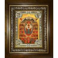 Икона освященная "Собор святых покровителей воинства Российского",в киоте 24x30 см фото