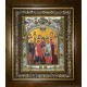 Икона освященная "Собор святых целителей", в киоте 20x24 см
