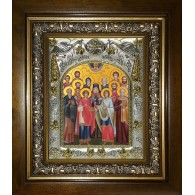 Икона освященная "Собор святых целителей", в киоте 20x24 см фото