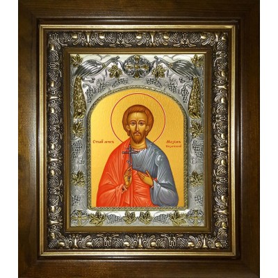 Икона освященная "Максим Кизический", в киоте 20x24 см фото