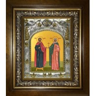 Икона освященная "Адриан и Наталия мученики", в киоте 20x24 см фото