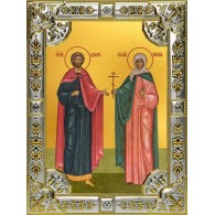 Икона освященная "Адриан и Наталия мученики", 18x24 см, со стразами фото