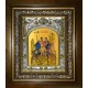 Икона освященная "Борис и Глеб благоверные князья-страстотерпцы", в киоте 20x24 см