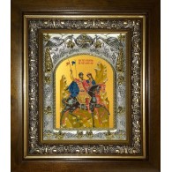 Икона освященная "Борис и Глеб благоверные князья-страстотерпцы", в киоте 20x24 см фото