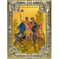 Икона освященная "Борис и Глеб благоверные князья-страстотерпцы", 18x24 см со стразами фото