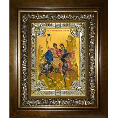 Икона освященная "Борис и Глеб благоверные князья-страстотерпцы", в киоте 24x30 см фото