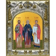 Икона освященная "Гурий, Самон и Авив мученики", 14x18 см фото