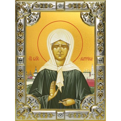 Икона освященная Матрона Московская блаженная", 18x24 см, со стразами фото