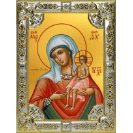 Икона освященная "Воспитание, икона Божией Матери", 18x24 см, со стразами фото