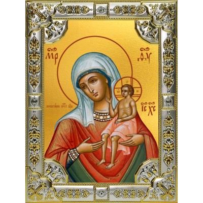 Икона освященная "Воспитание, икона Божией Матери", 18x24 см, со стразами фото