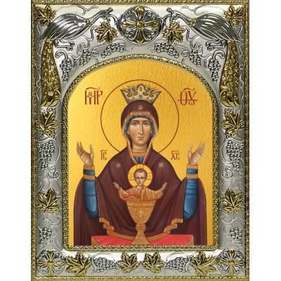 Икона освященная "Неупиваемая чаша, икона Божией Матери", 14x18 см фото