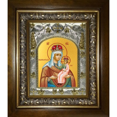 Икона освященная "Новодворская икона Божией Матери", в киоте 20x24 см фото