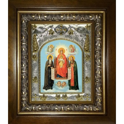 Икона освященная "Печерская икона Божией Матери", в киоте 20x24 см фото