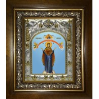 Икона освященная "Покров, икона Божией Матери", в киоте 20x24 см фото
