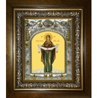 Икона освященная "Покров, икона Божией Матери", в киоте 20x24 см фото