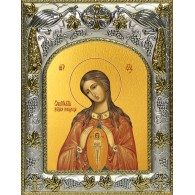 Икона освященная "В родах Помощница,икона Божией Матери", 14x18 см фото