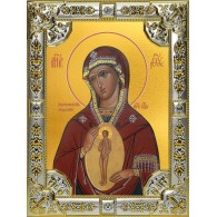 Икона освященная "В родах Помощница, икона Божией Матери", 18x24 см, со стразами фото