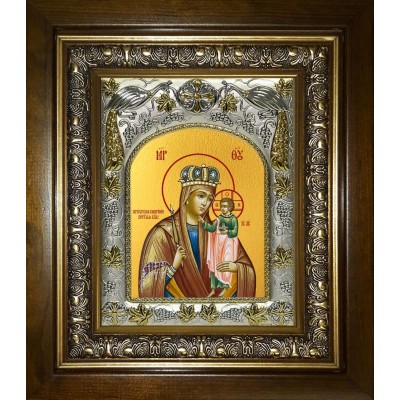 Икона освященная "Призри на смирение, икона Божией Матери", в киоте 20x24 см фото