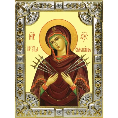 Икона освященная "Семистрельная икона Божией Матери", 18x24 см, со стразами фото