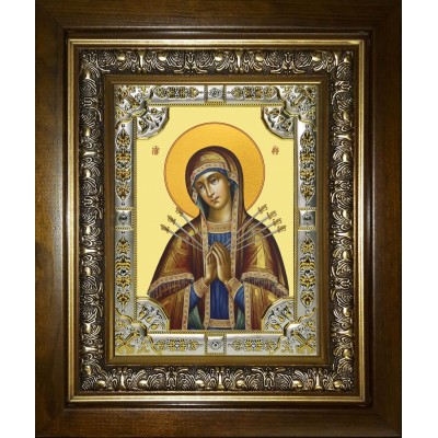Икона освященная "Семистрельная икона Божией Матери", в киоте 24x30 см фото