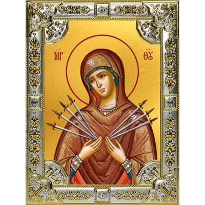 Икона освященная "Семистрельная икона Божией Матери", 18x24 см, со стразами фото
