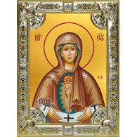 Икона освященная "Слово плоть бысть, икона Божией Матери", 18x24 см, со стразами фото